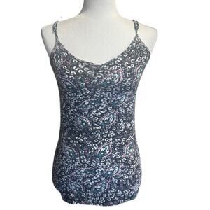 WET SEAL Tank Top Women’s Medium Black Multicolor Paisley Floral Print